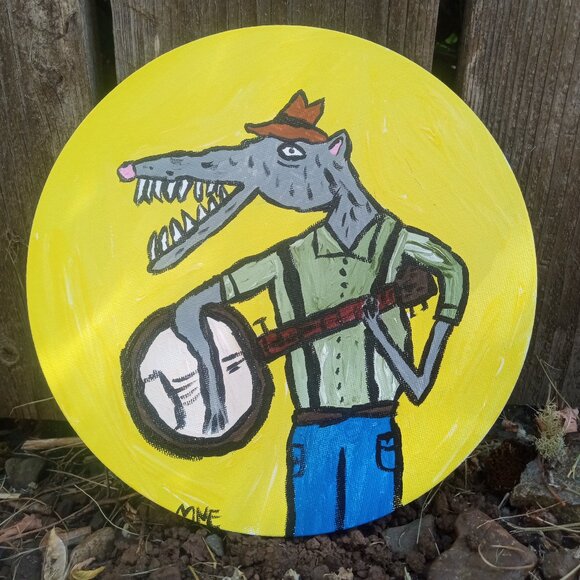 Possum Playing Banjo Painting - Picture 1 of 9